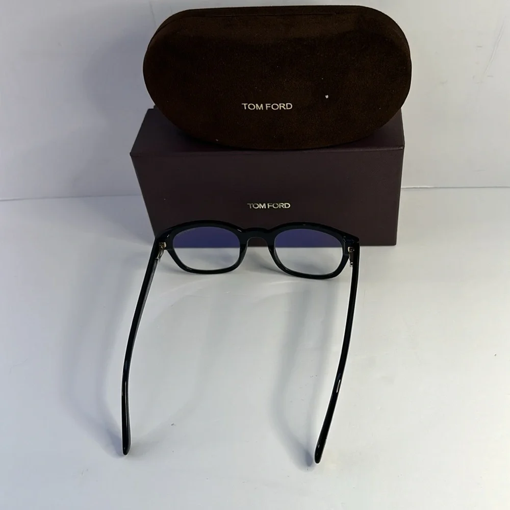 New - Authentic Tom Ford TF5808-B 001 Eyeglasses Men's Shiny Black/Blue Block …
